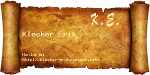 Klecker Erik névjegykártya