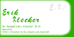 erik klecker business card